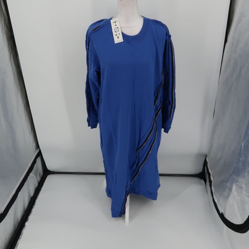 Tov Holy Blue Sweatshirt Dress w Zipper Detail Size 42-Oversized Large  NWT - Picture 5 of 16